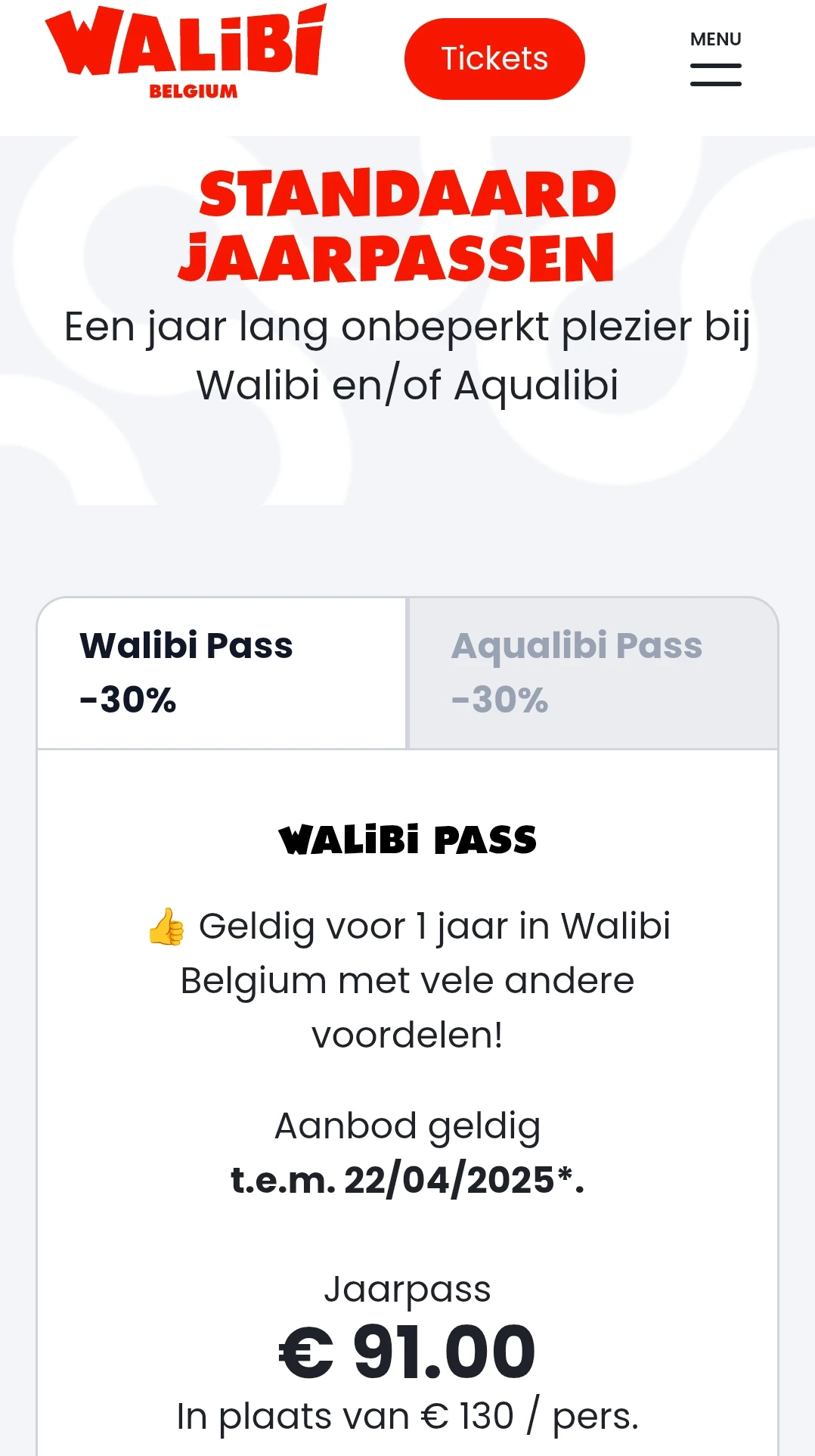 Jaarpas in Walibi en Aqualibi -30%