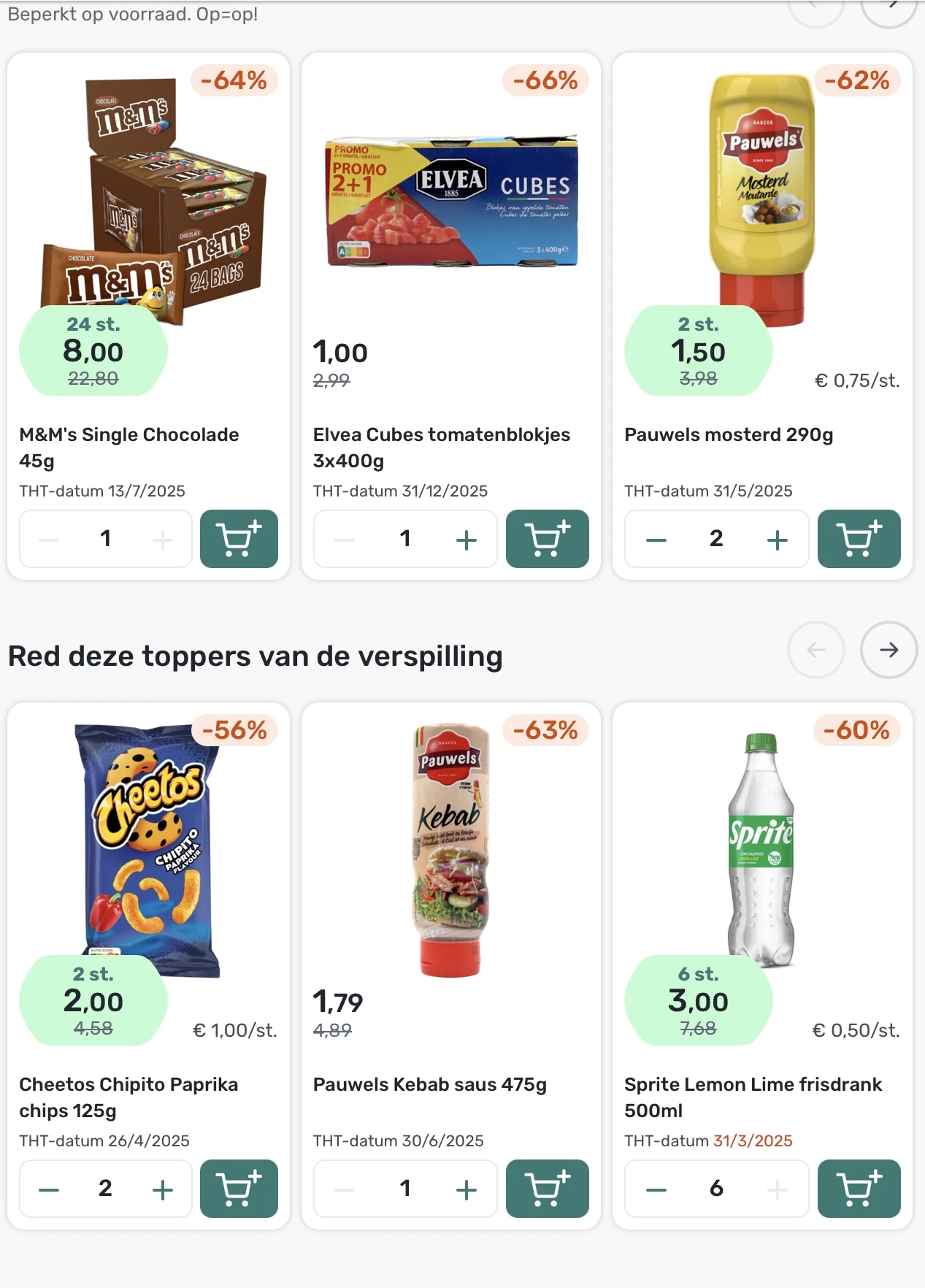 M&M’s, tomatenblokjes, mosterd