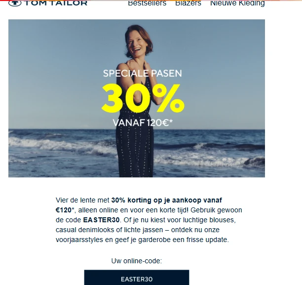 Tom Tailor: 30% korting