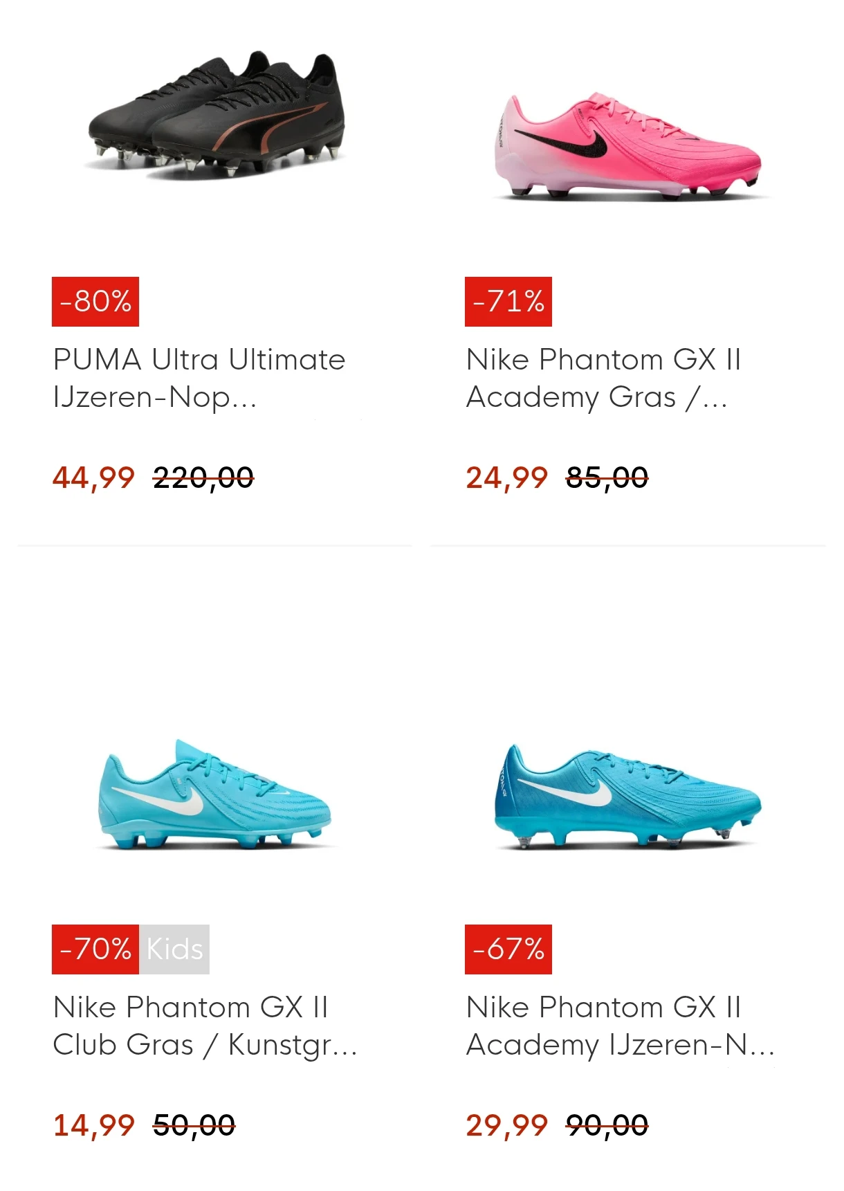 Voetbalschoenen vanaf 14,99€ op Voetbalshop