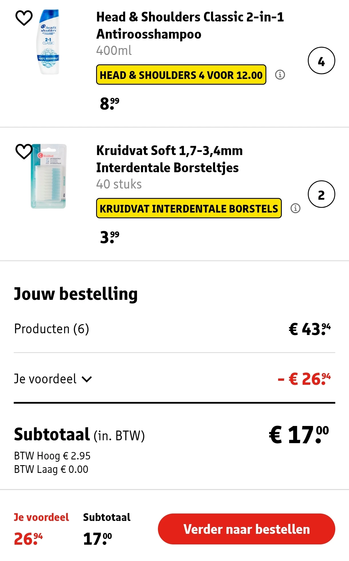 4 head and shoulders + 80 interdentale borstels voor 17€