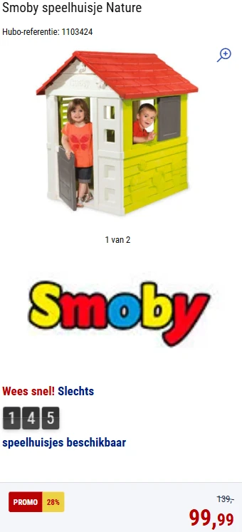 Smoby speelhuisje voor € 99,99 i.p.v € 139 bij Hubo 🏚️