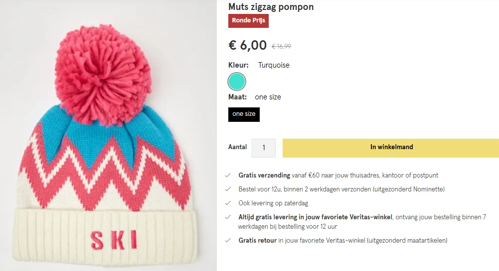 Ski muts voor €6,00 bij Veritas 👍