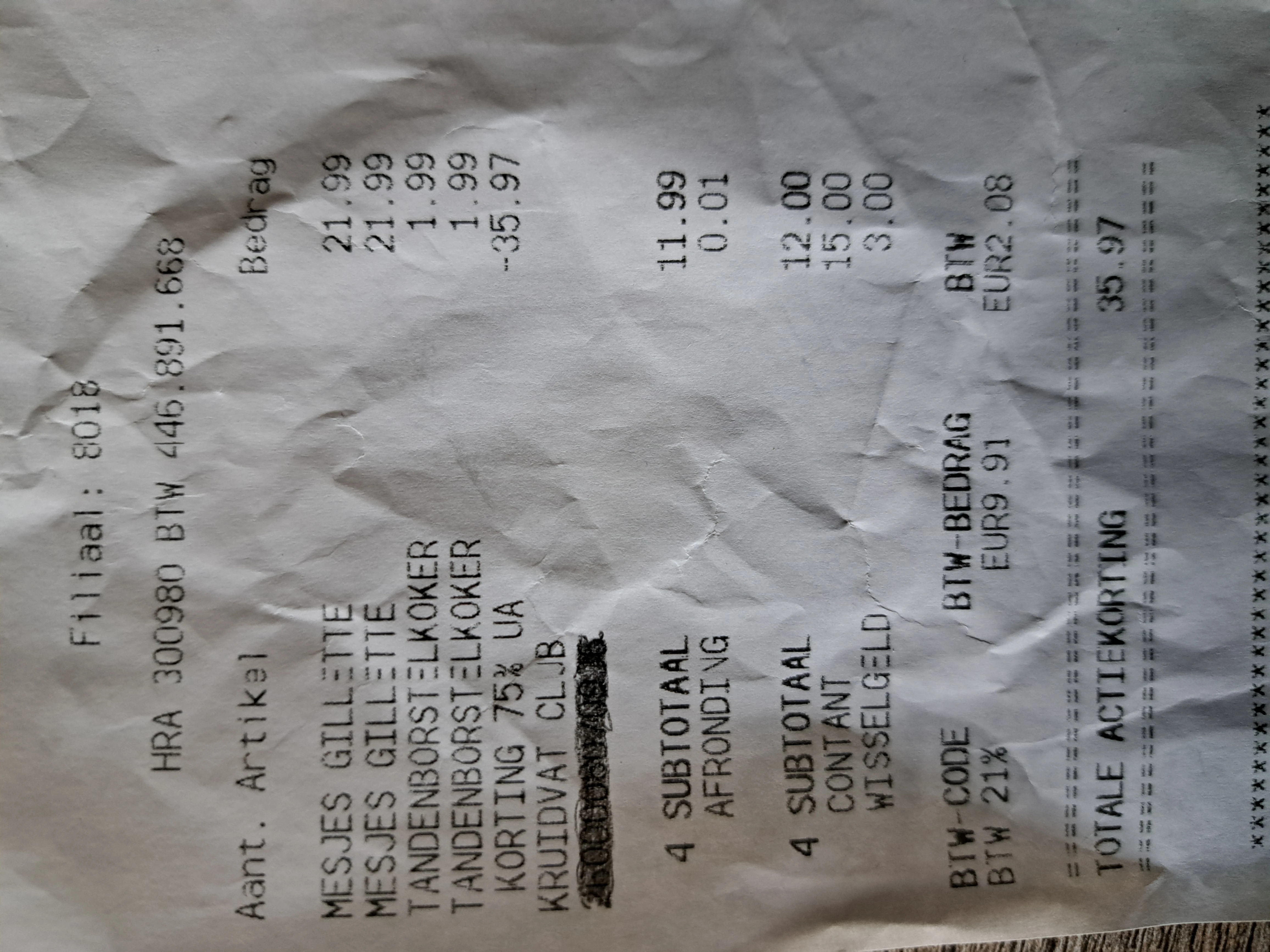 Kruidvat verzorging -75% met gele sticker