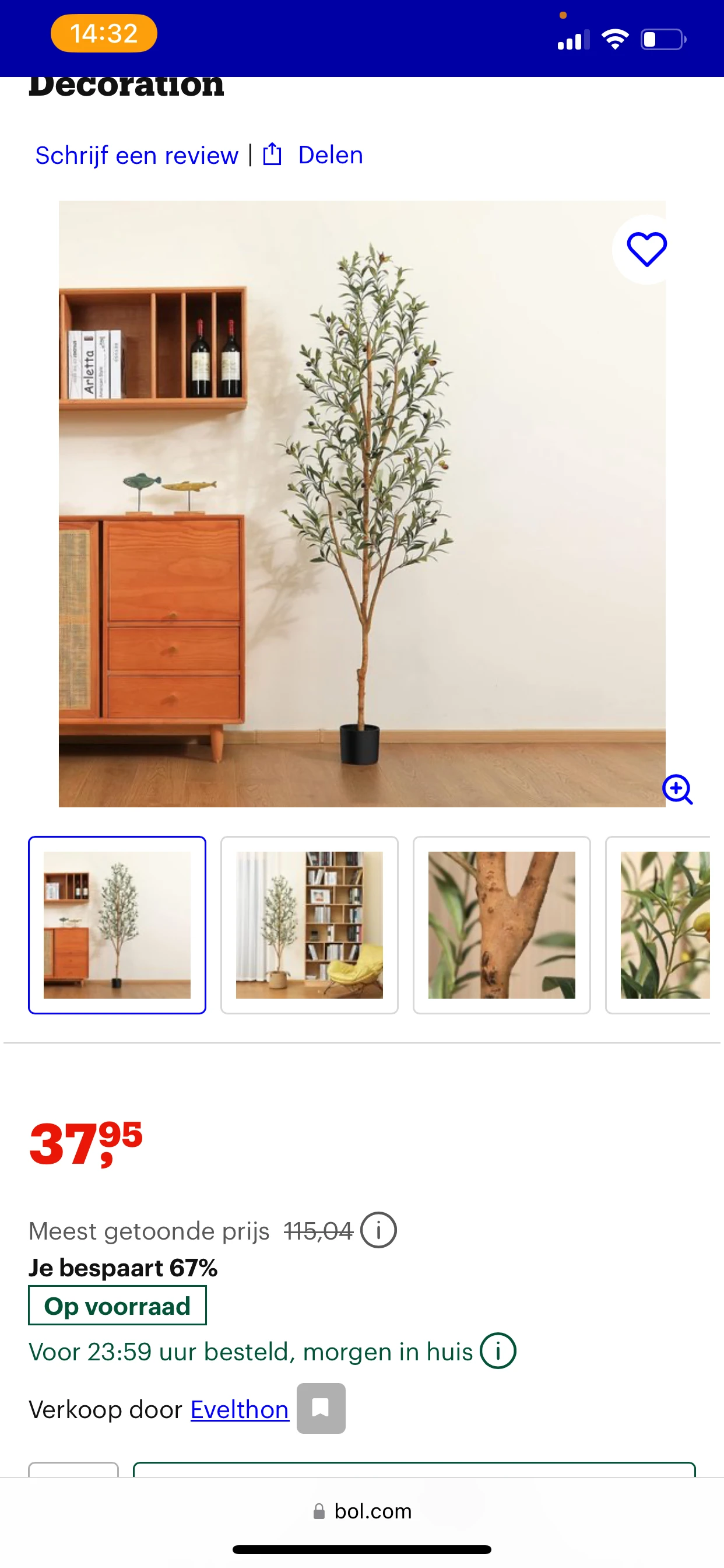 Olijfboom 180 cm (plastiek)