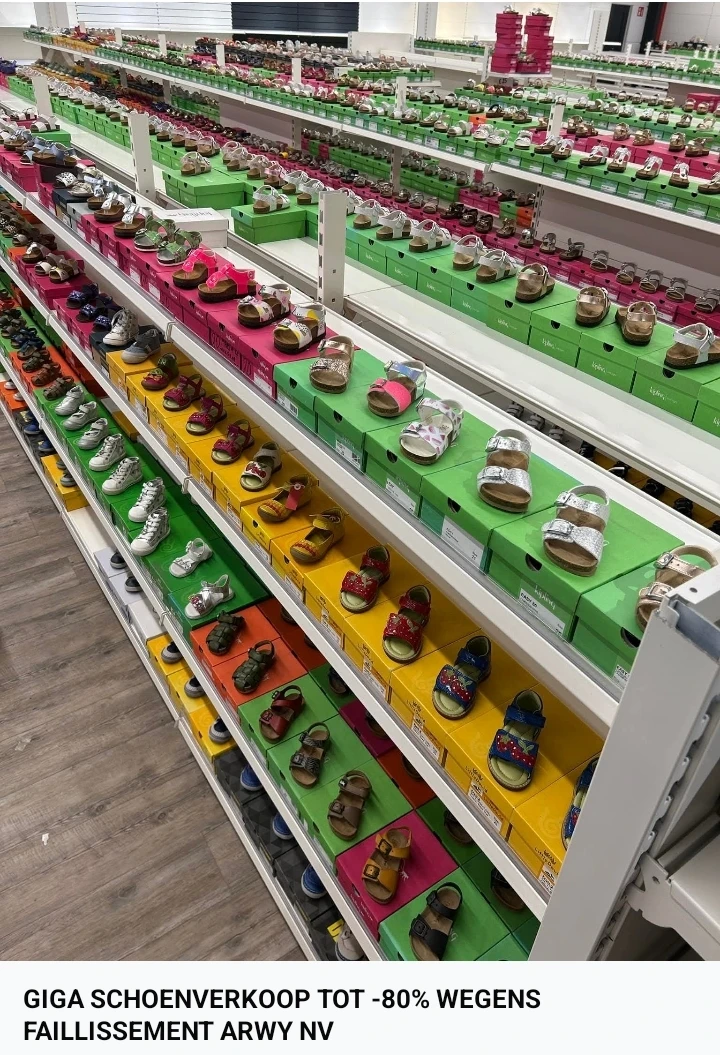GIGA schoenverkoop tot -80% wegens faillissement ARWY NV