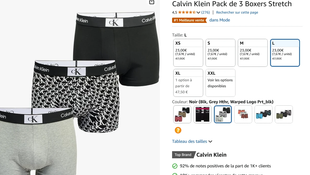 Calvin Klein Pack de 3 Boxers Stretch