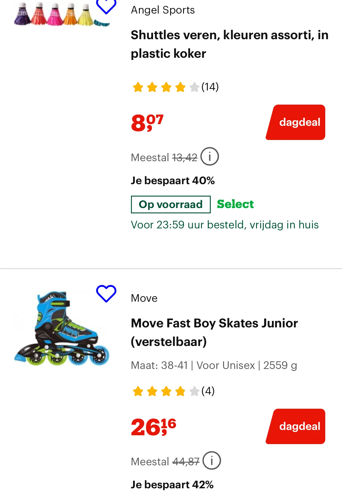 Dagdeal sportmaterialen bol