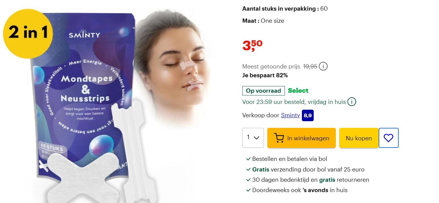 Neusstrips en Mondtape tegen snurken