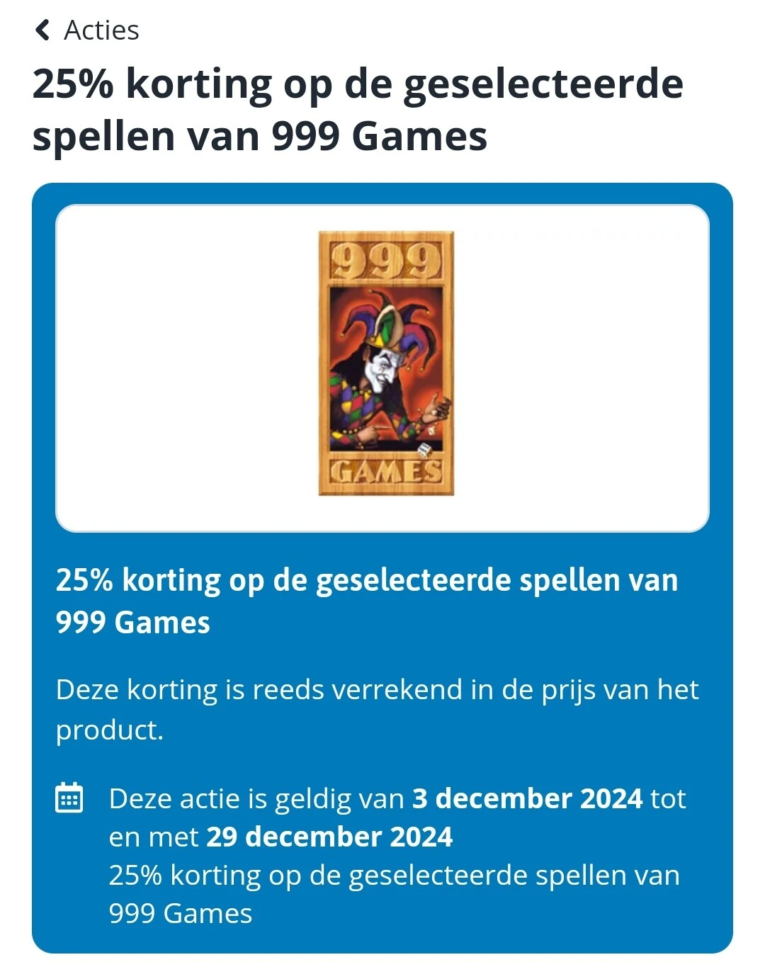 -25% op 999 Games bij Toychamp 👍