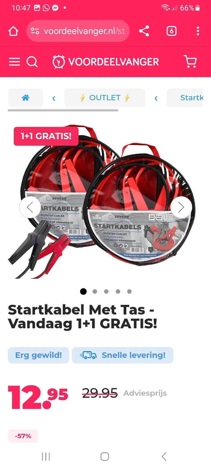 Startkabel Met Tas - Vandaag 1+1 GRATIS! -57%