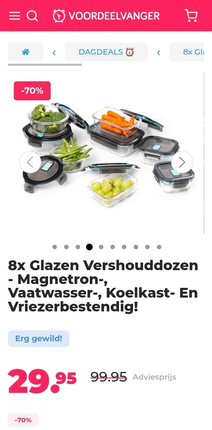 8x Glazen Vershouddozen - Magnetron-, Vaatwasser-, Koelkast- En Vriezerbestendig -70%
