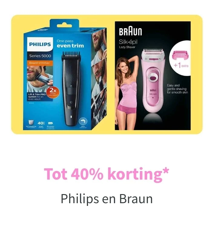 Tot -40% philips en braun op plein.be