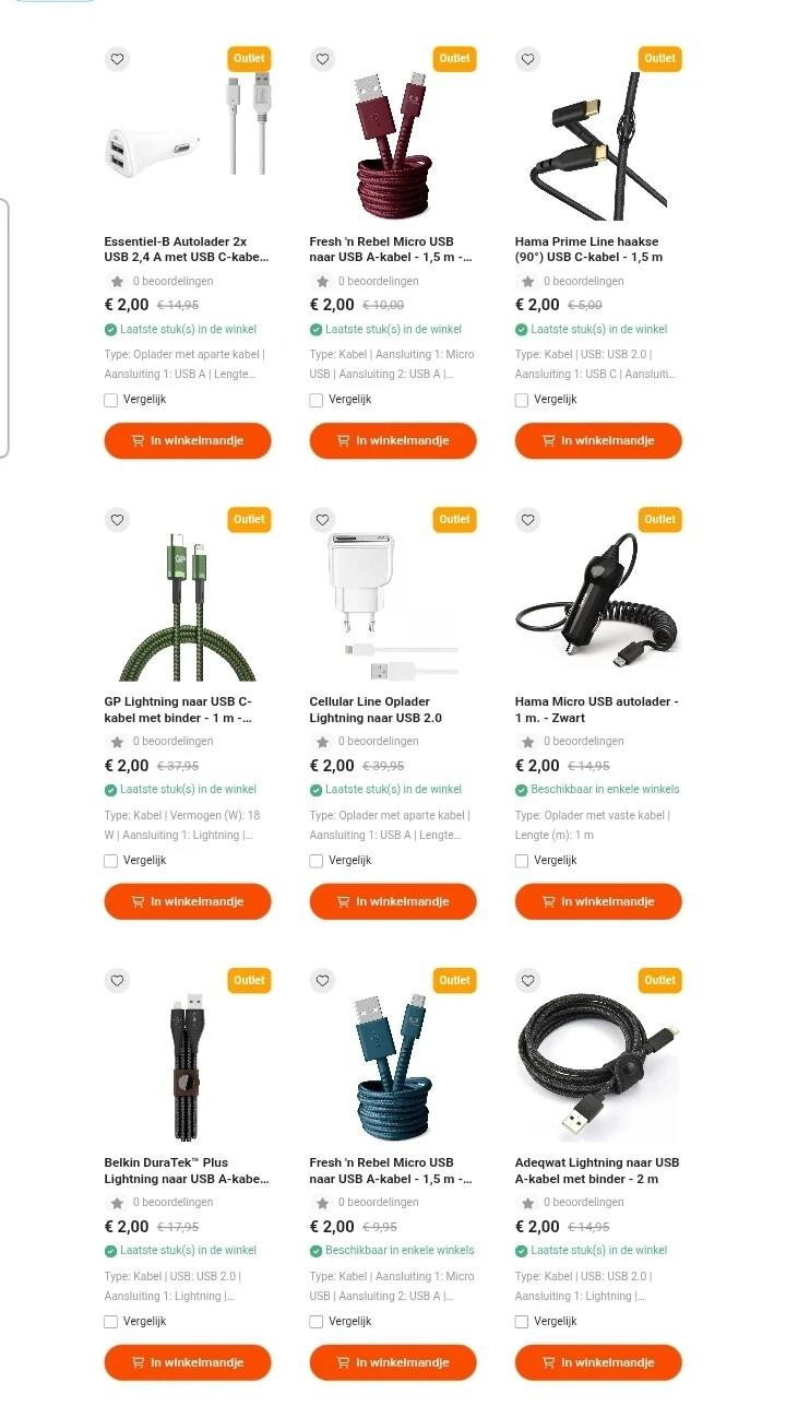 Krëfel outlet kabels tot -85%