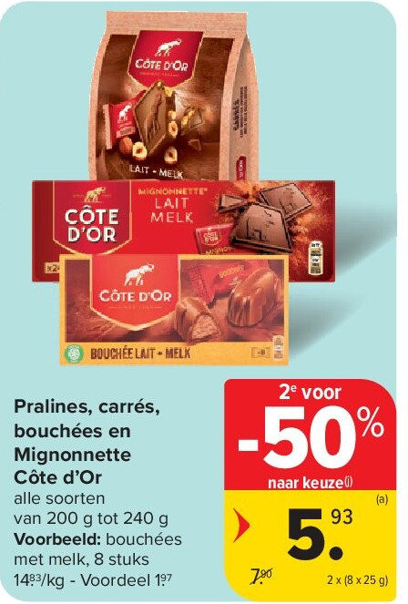 Pralines, carrés, bouchées en Mignonnette Côte d’Or