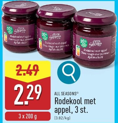 Rodekool met appel, 3 st