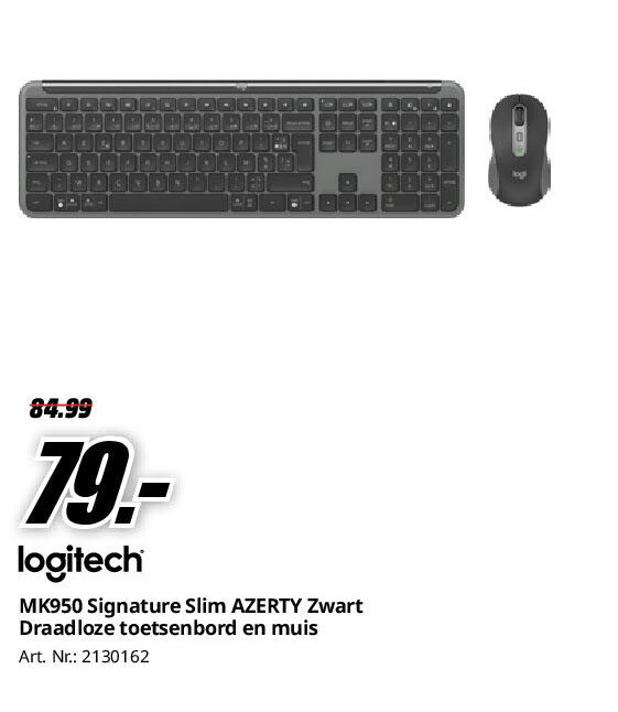 MK950 Signature Slim AZERTY Zwart Draadloze toetsenbord en muis