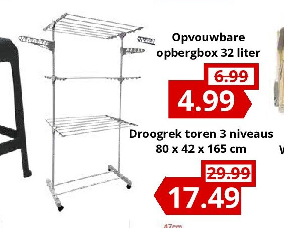 Droogrek toren 3 niveaus 80 x 42 x 165 cm