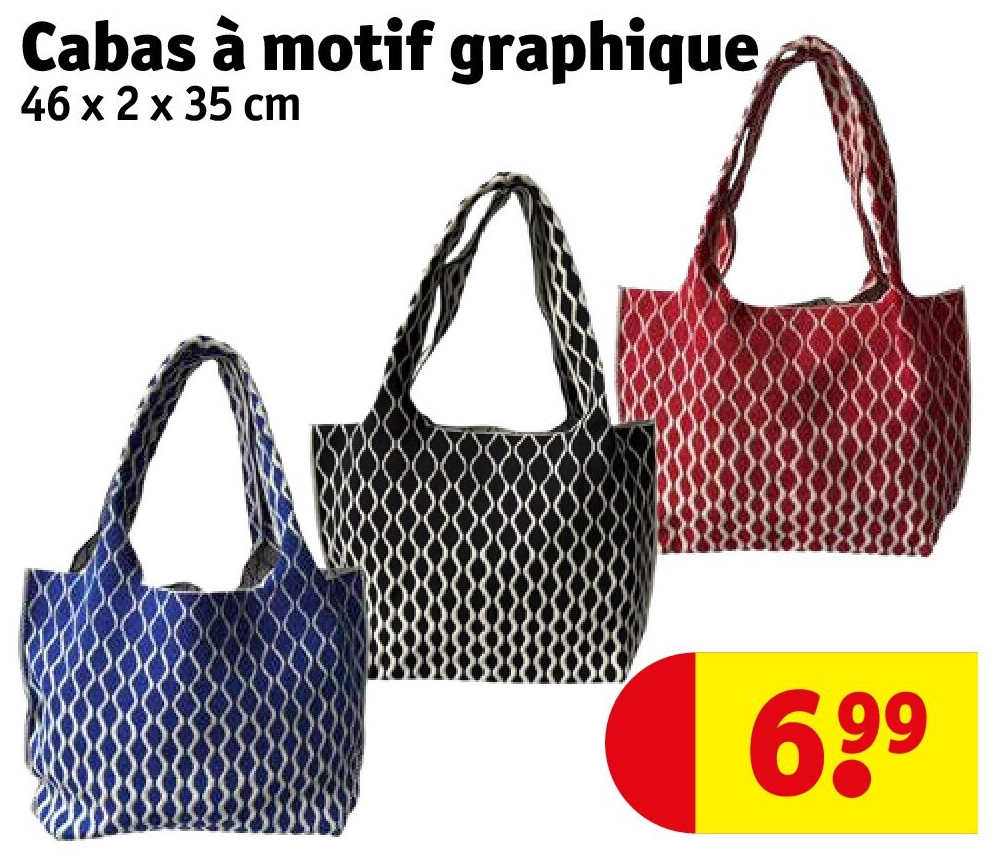 Cabas à motif graphique 46 x 2 x 35 cm
