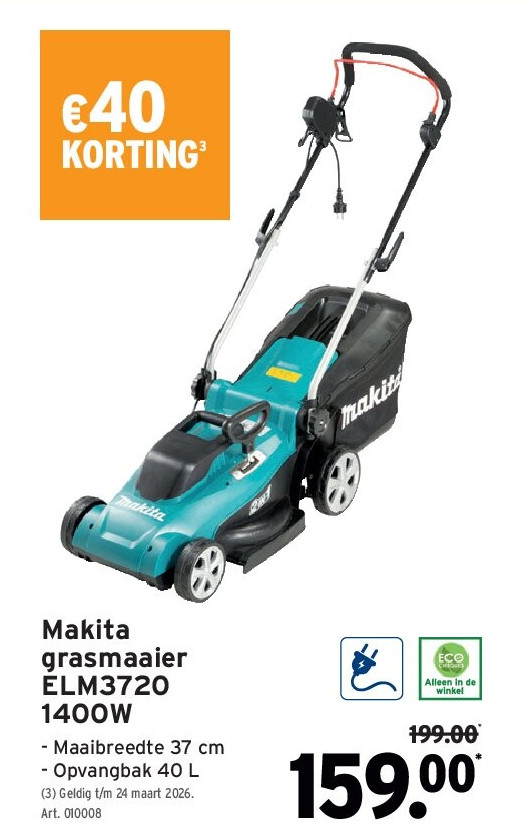 Makita grasmaaier ELM3720 1400W