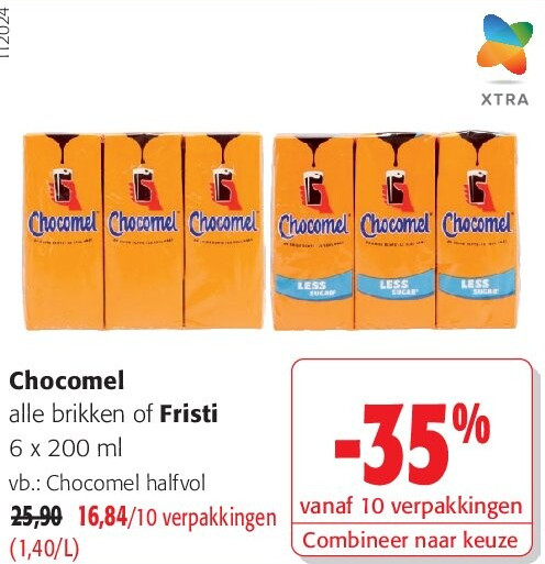Chocomel alle brikken of Fristi 6 x 200 ml