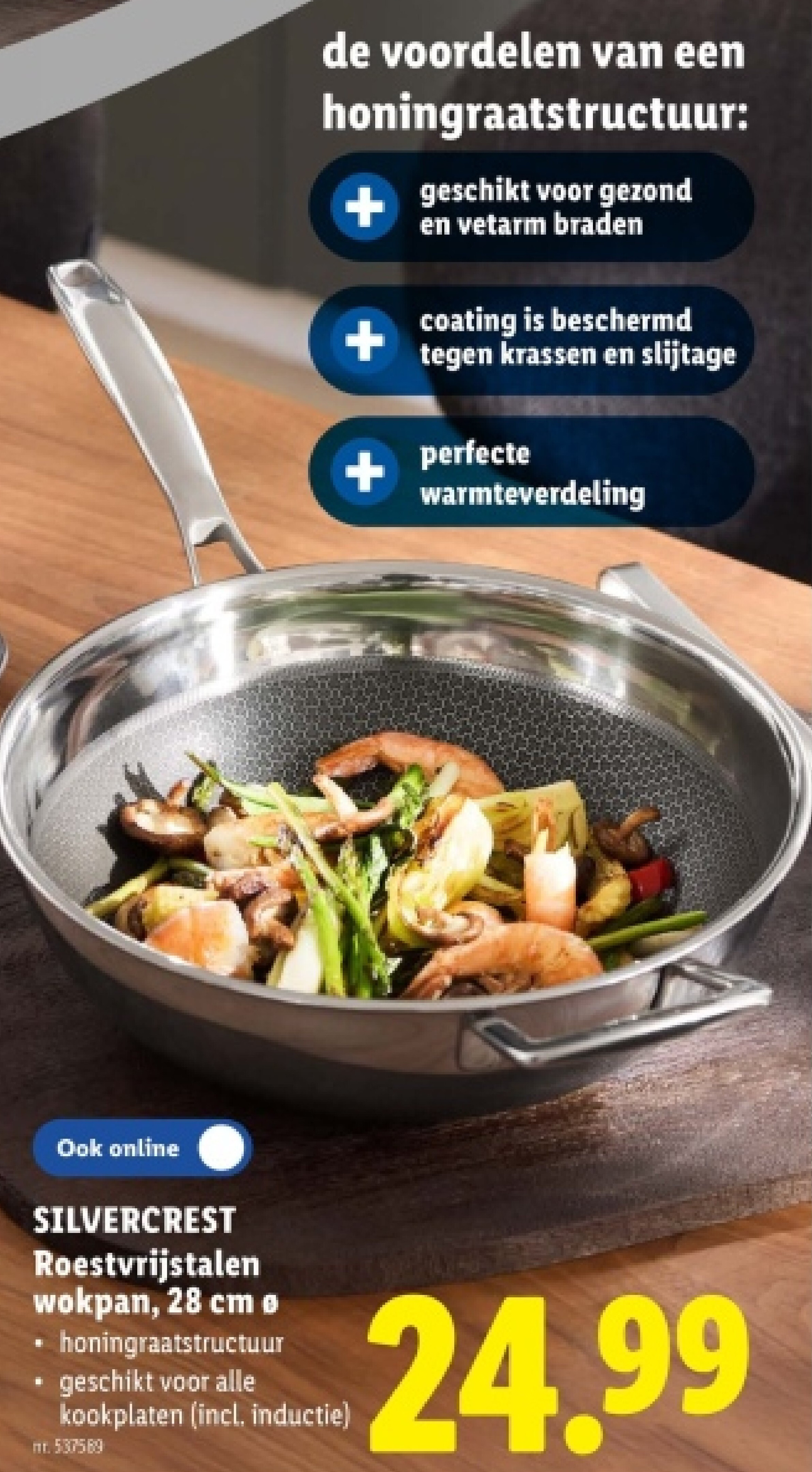 Roestvrijstalen wokpan, 28 cm