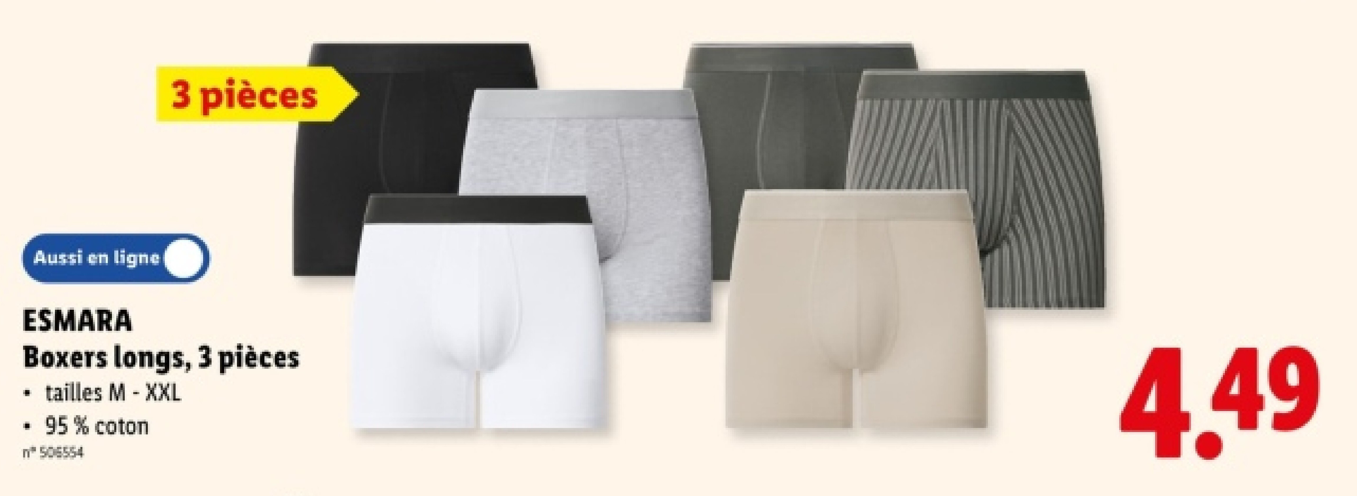 Boxers longs, 3 pièces