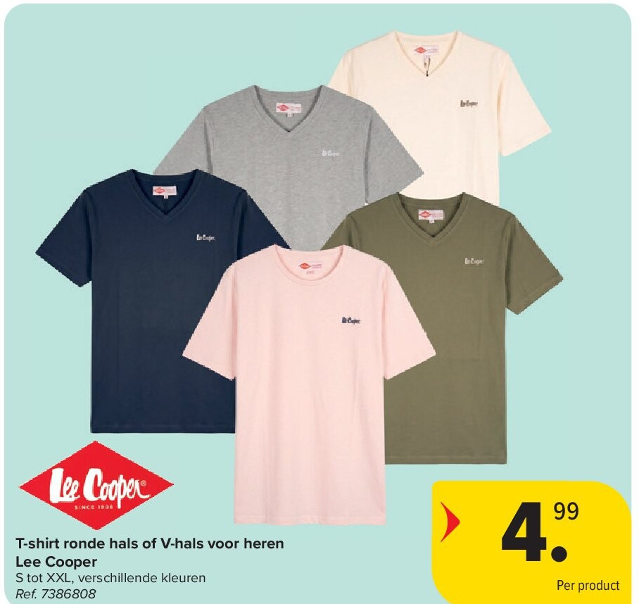 T-shirt ronde hals of V-hals voor heren Lee Cooper