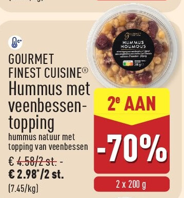 Hummus met veenbessen­ topping