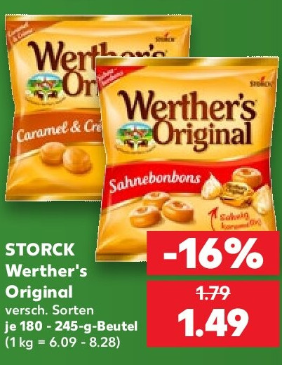 STORCK Werther's Original versch. Sorten je 180 - 245-g-Beutel (1 kg = 6.09 - 8.28