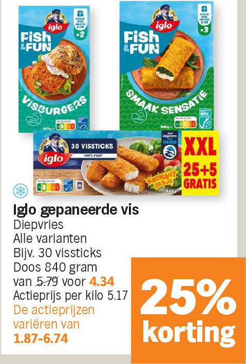 Iglo gepaneerde vis