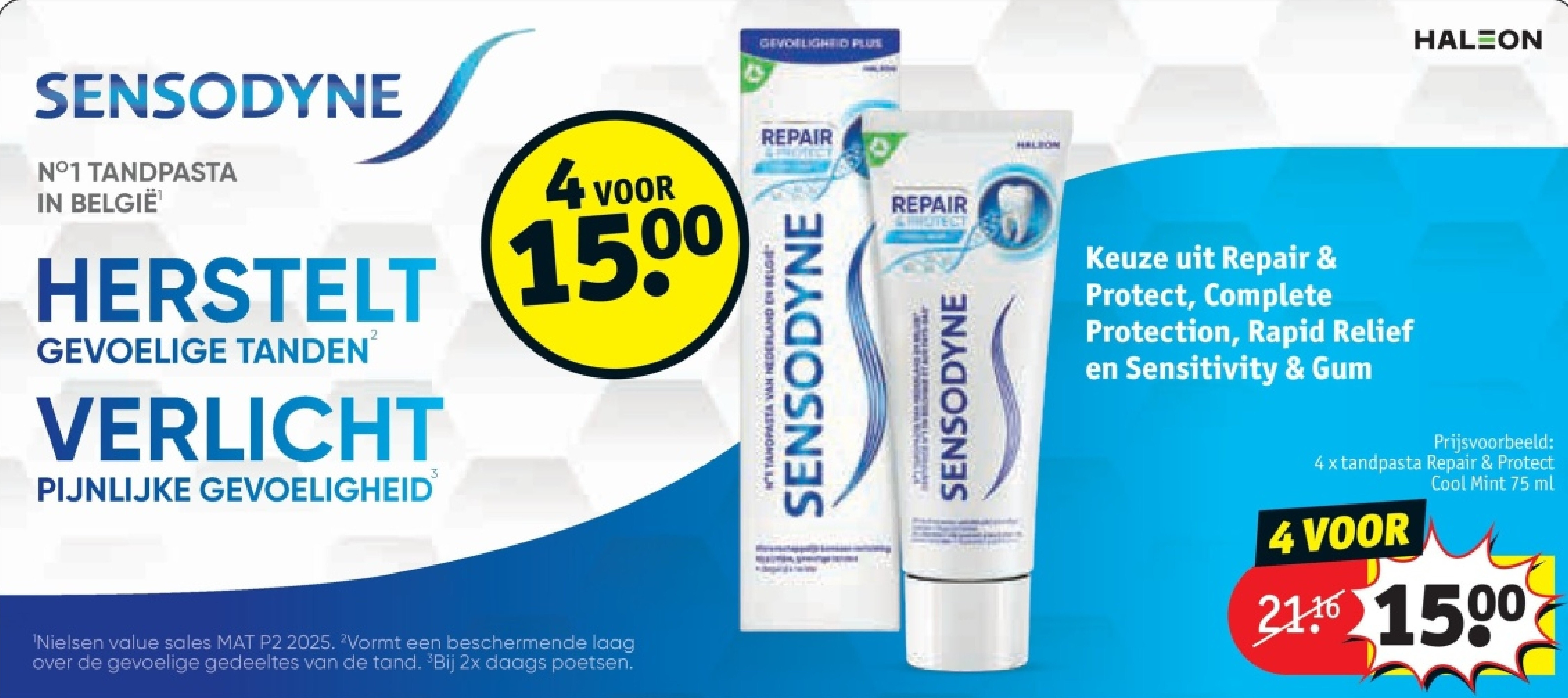 4 x tandpasta Repair & Protect Cool Mint 75 ml