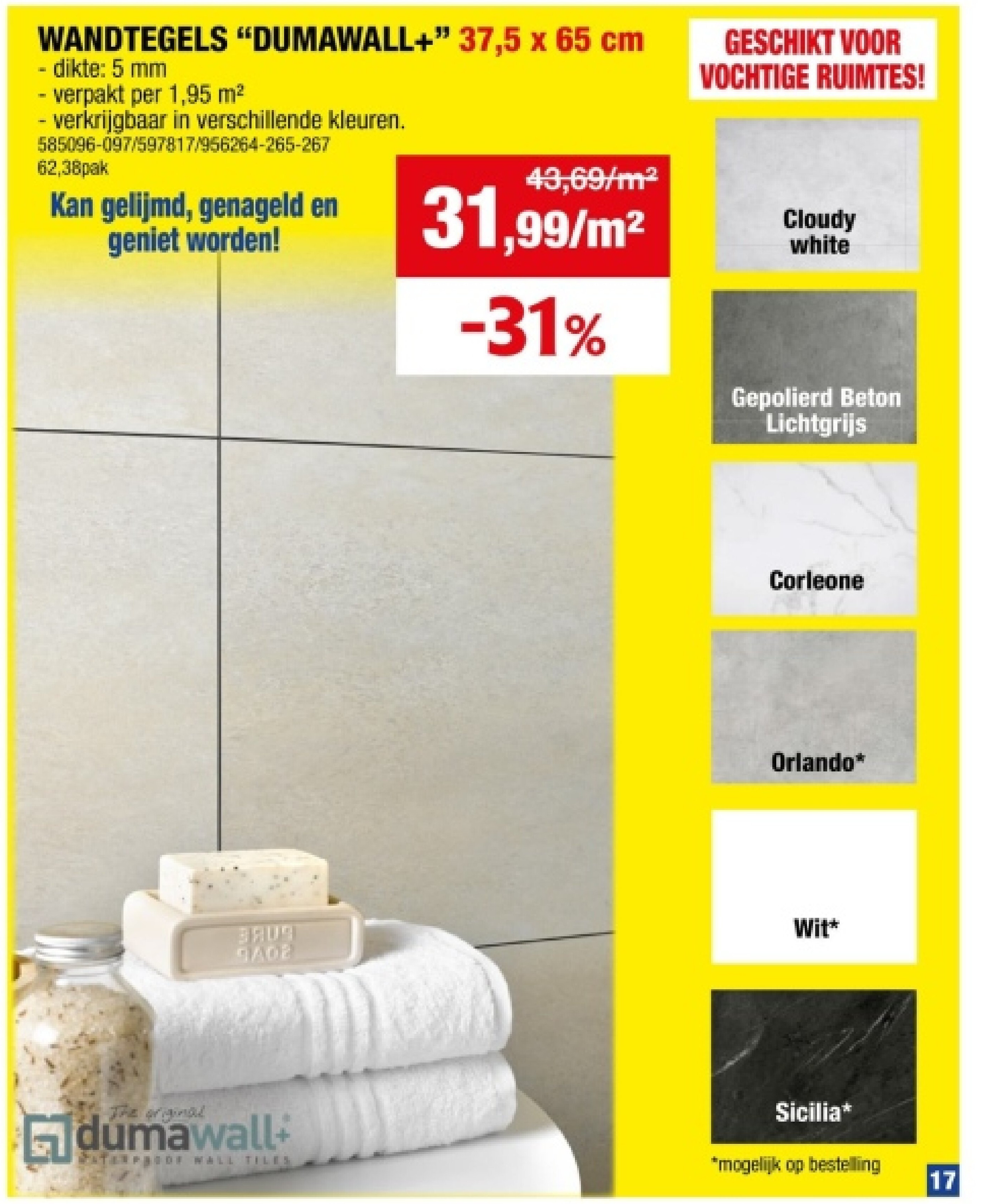 WANDTEGELS "DUMAWALL+" 37,5 x 65 cm