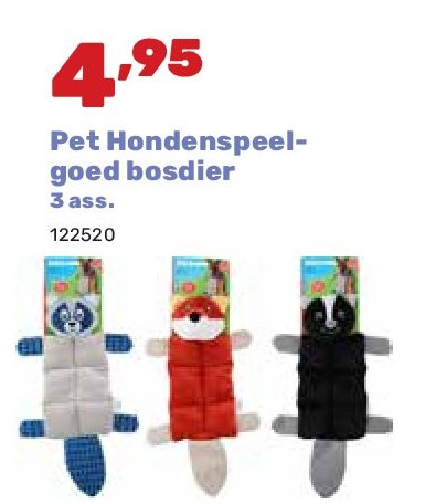 Pet Hondenspeelgoed bosdier 3 ass.