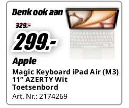 Apple Magic Keyboard iPad Air (M3) 11” AZERTY Wit Toetsenbord