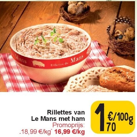 Rillettes van Le Mans met ham