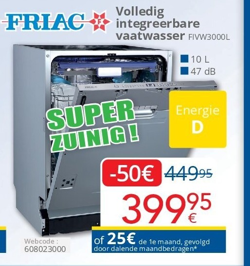 Volledig integreerbare vaatwasser FIVW3000L