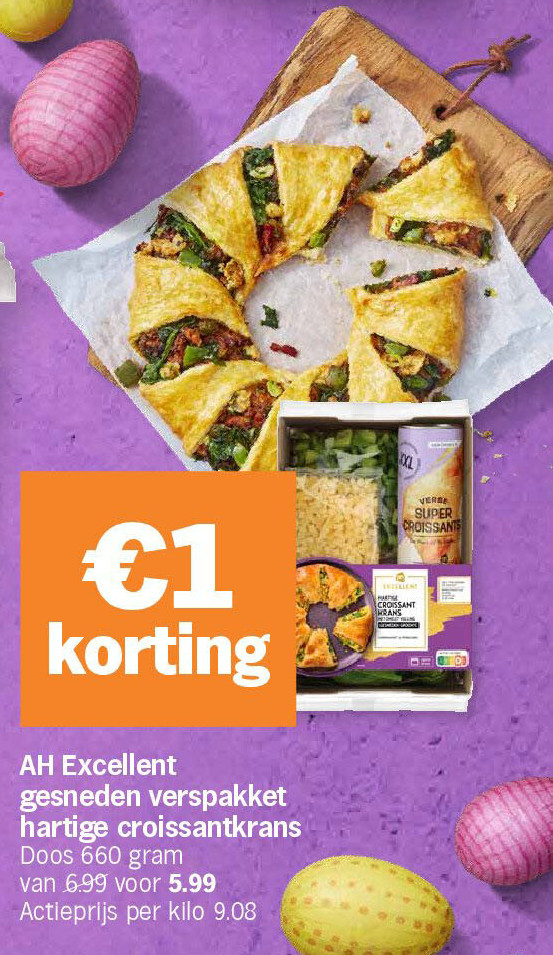 AH Excellent gesneden verspakket hartige croissantkrans