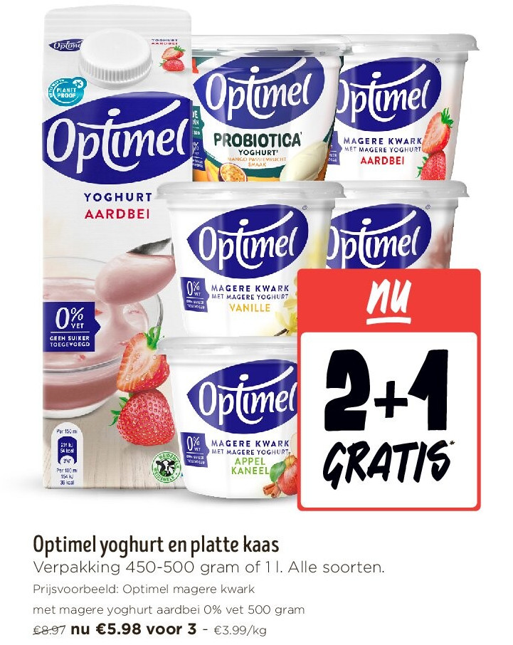 Optimel yoghurt en platte kaas