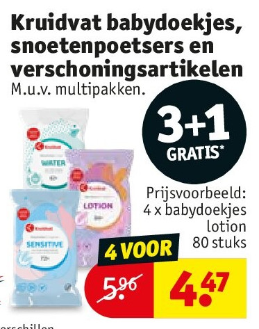 Kruidvat babydoekjes, snoetenpoetsers en verschoningsartikelen