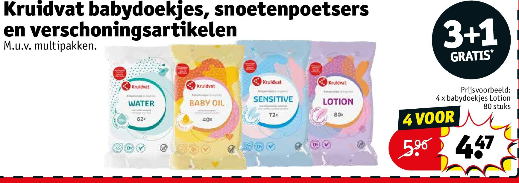 Kruidvat babydoekjes, snoetenpoetsers en verschoningsartikelen