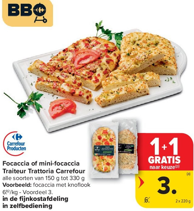 Focaccia of mini-focaccia Traiteur Trattoria Carrefour