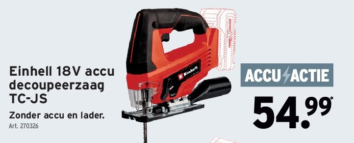 Einhell 18V accu decoupeerzaag TC-JS