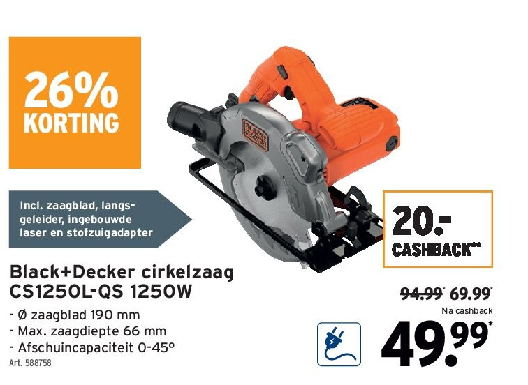 Black+Decker cirkelzaag CS1250L-QS 1250W