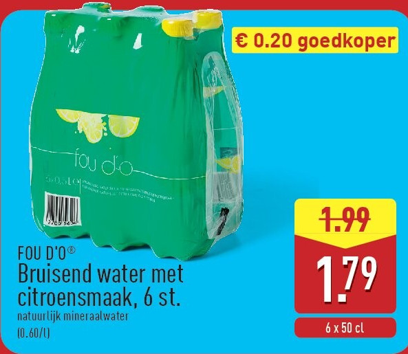 Bruisend water met citroensmaak, 6st.