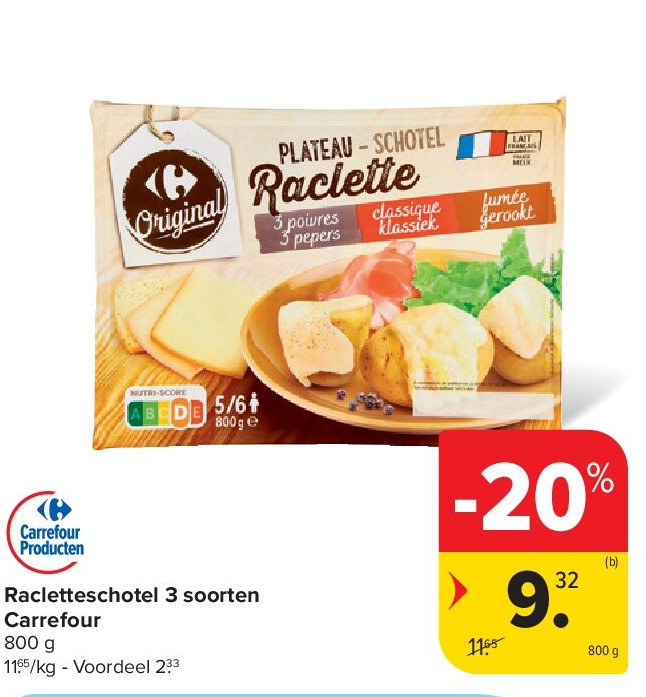 Racletteschotel 3 soorten Carrefour