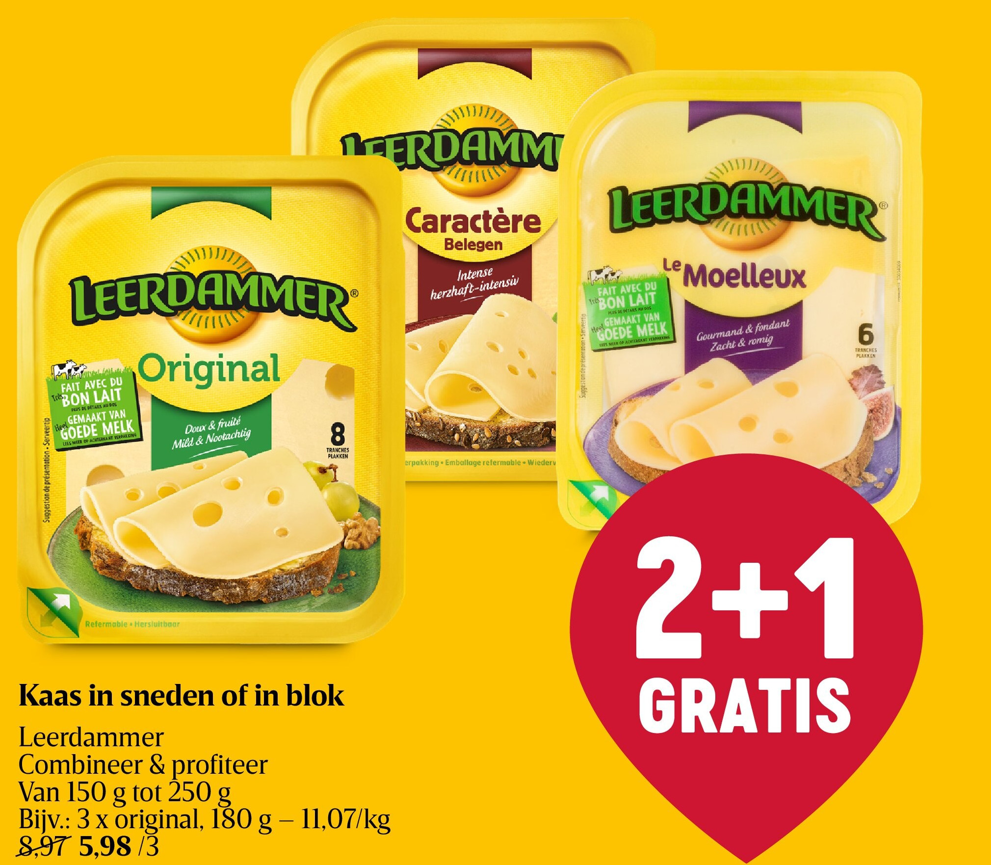 Kaas in sneden of in blok