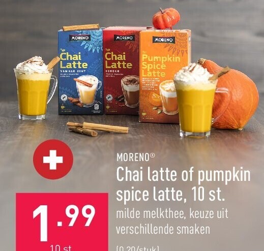 Chai latte of pumpkin spice latte, 10 st