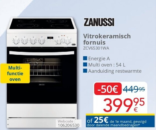 Vitrokeramisch fornuis ZCV65301WA