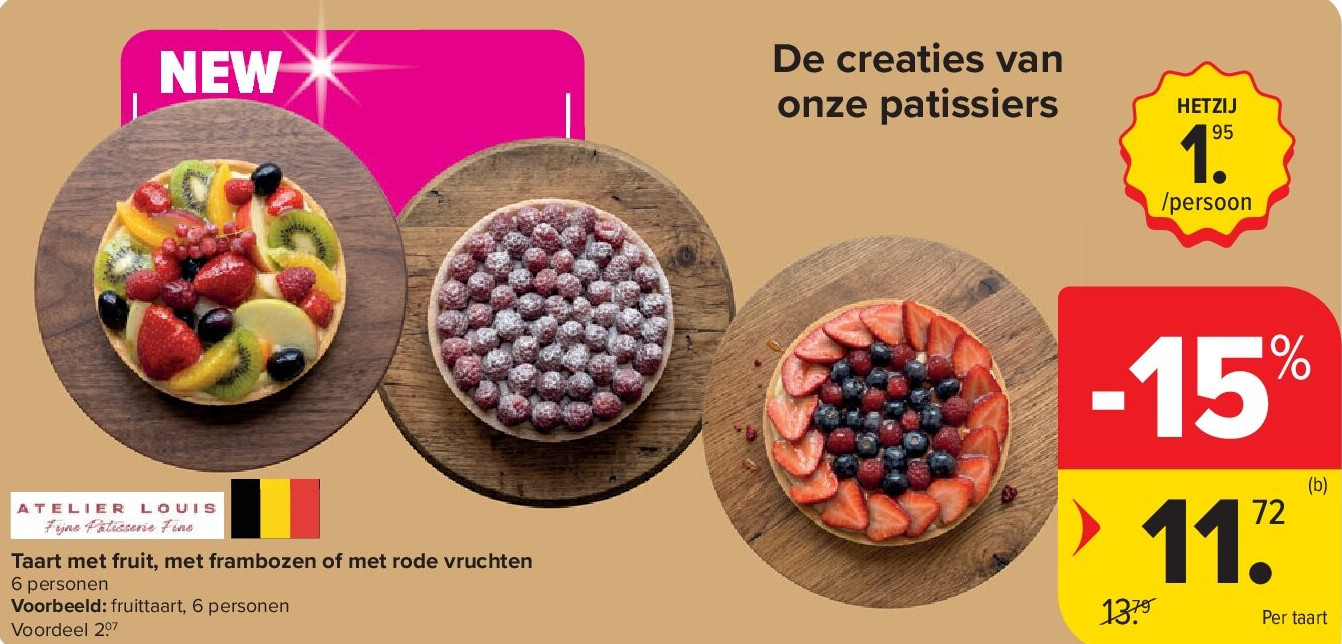 Taart met fruit, met frambozen of met rode vruchten